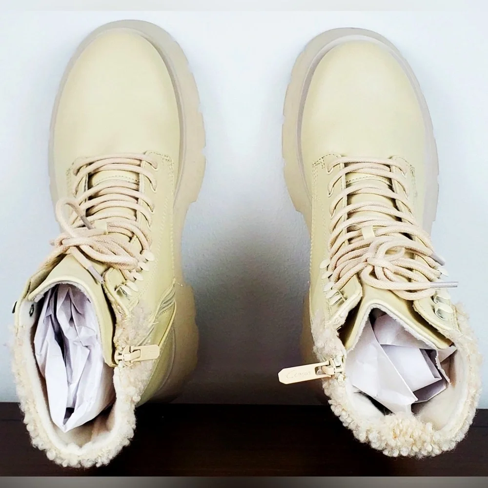 Circus by Sam Edelman Off-White Larsa Ivory Combat Lace-Up Boots New w Box - Picture 9 of 15